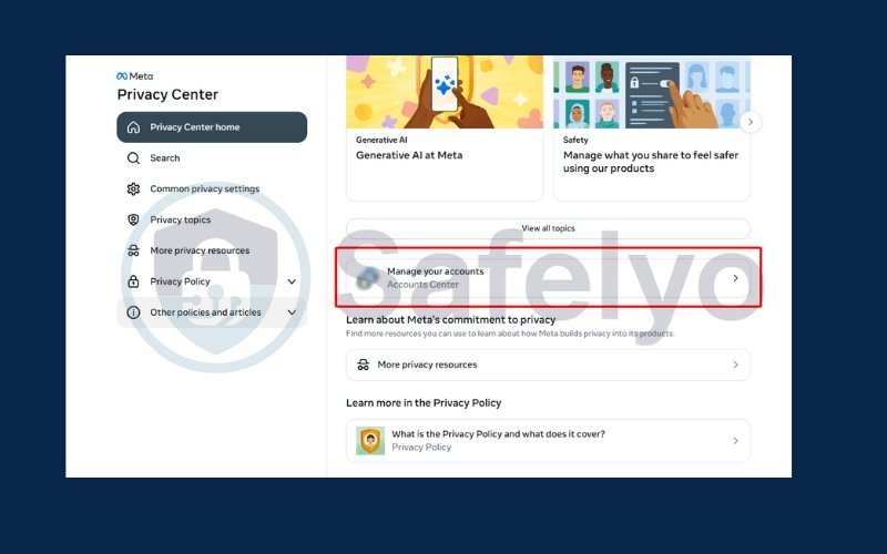 Choose Manage your accounts