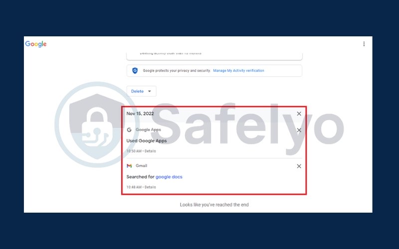 Delete your Gmail search history in batch
