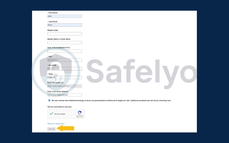 Fill out the opt-out form