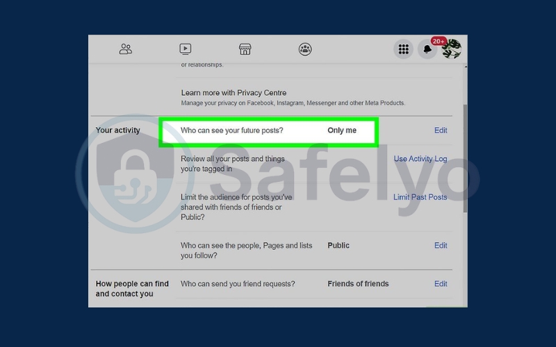 Adjust your privacy options under Your Activity Adjust your privacy options under Your Activity