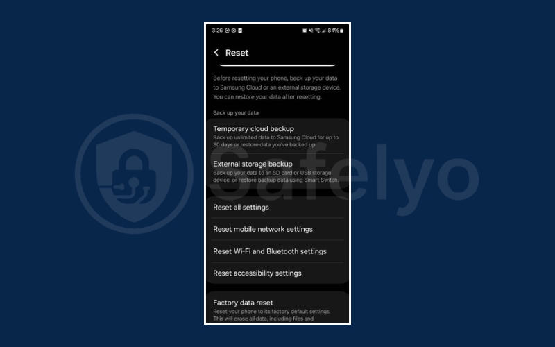 Perform a factory reset if necessary