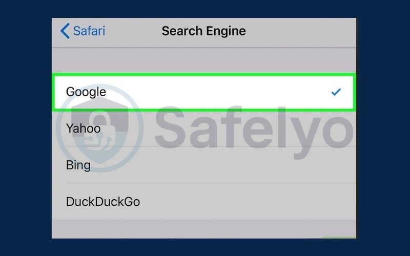Tap an option other than Bing