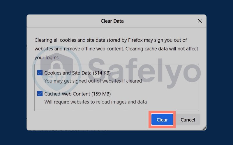 Clear your browser's cache and cookies