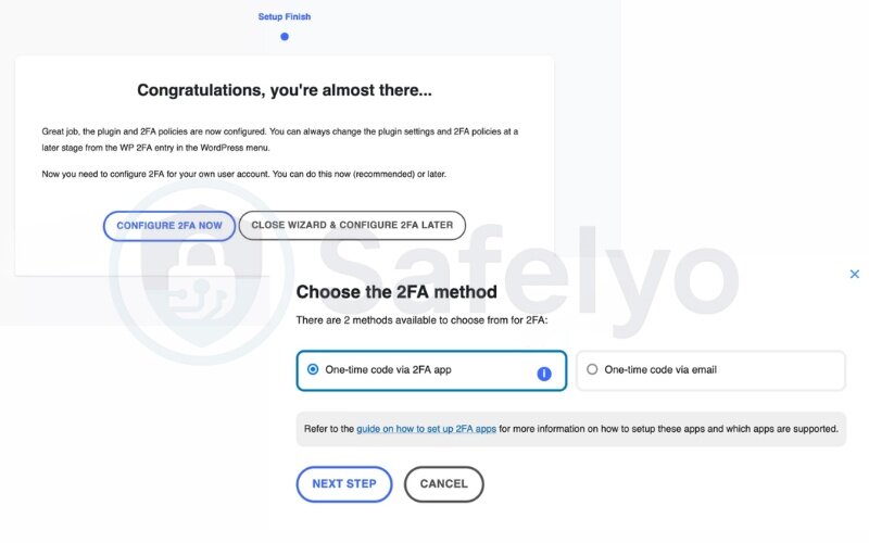 Configure 2FA for your accoun