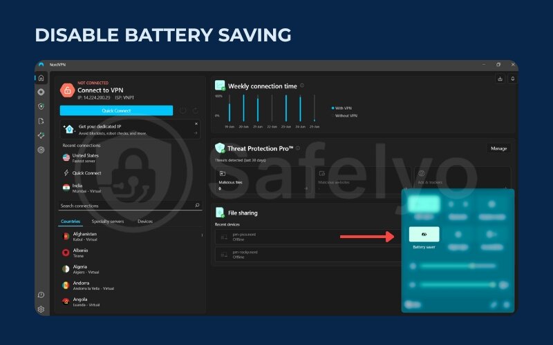 Disable battery saving or network optimization features to fix