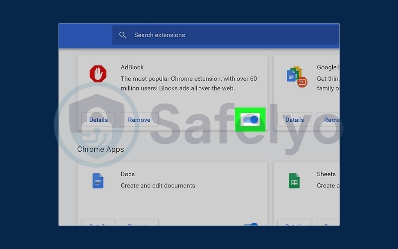 Disable the AdBlock extension in Chrome 4