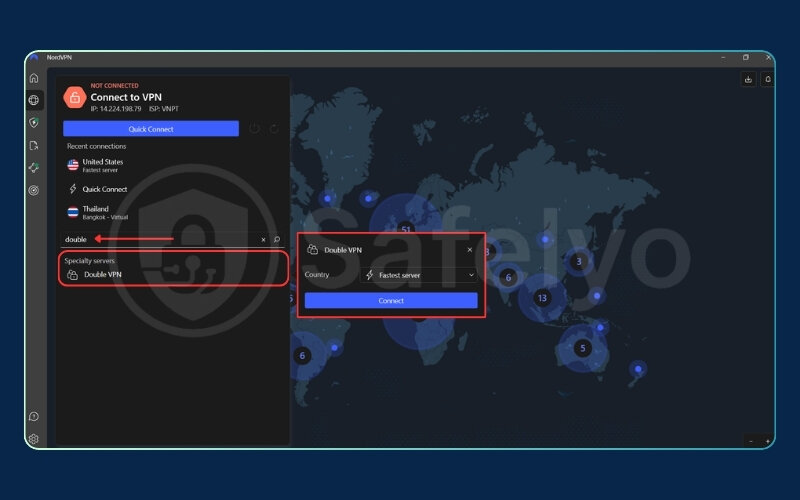 Double VPN feature in NordVPN