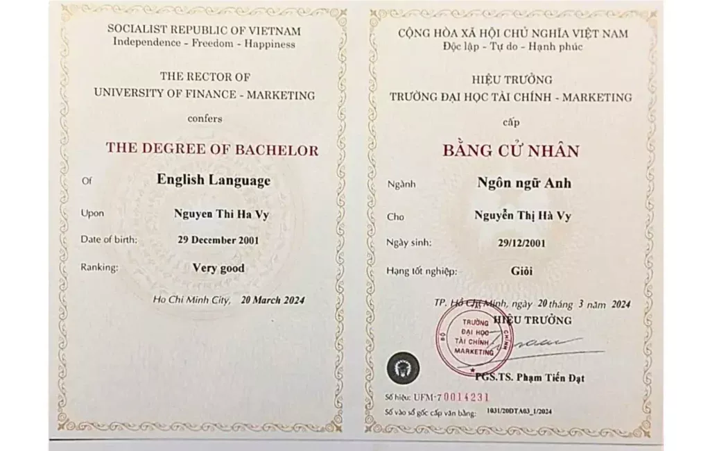 Elysia Quinn's Bachelor Certificate