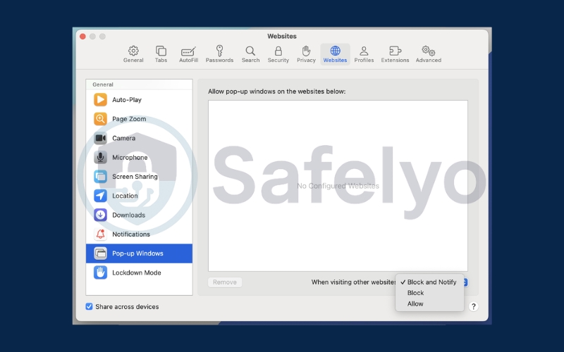 Enable Safari using Safari Preferences 3