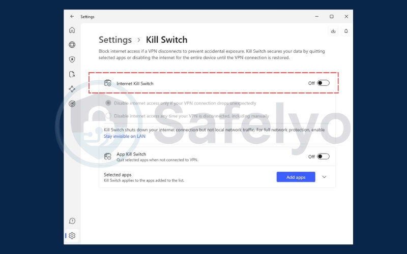 Enable the kill switch