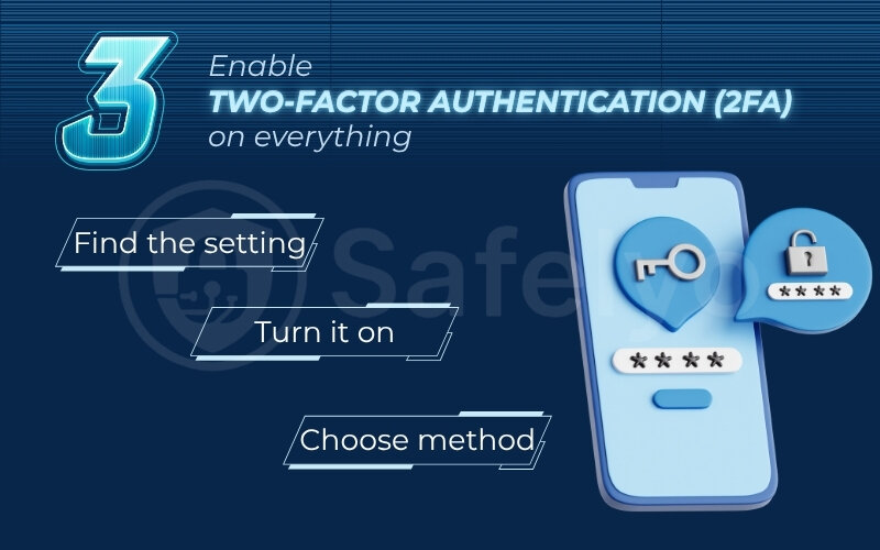 Enable two-factor authentication (2FA) on everything