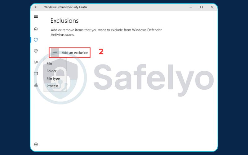 How to add an exclusion (2)