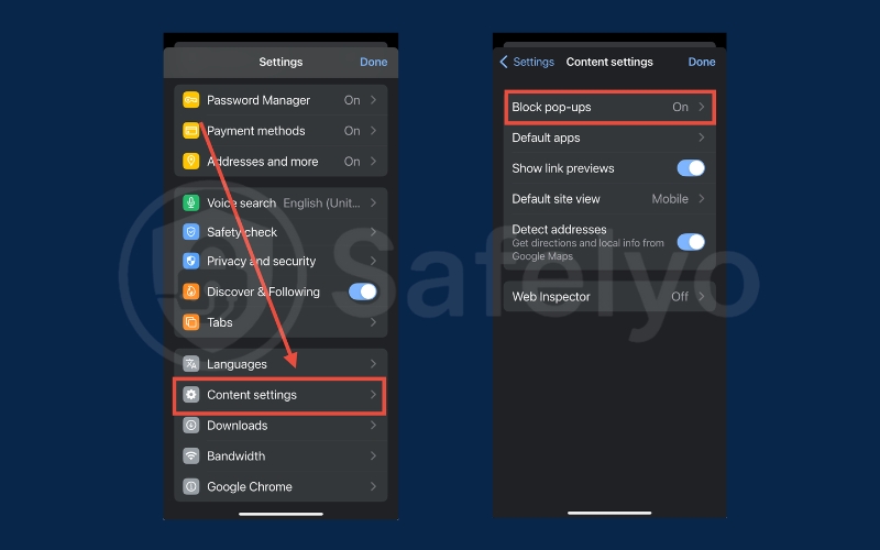 How to stop Google Chrome pop-ups on Chrome Iphone 2
