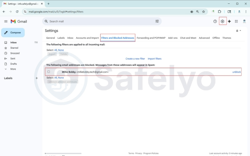 How to unblock someone on Gmail from settings