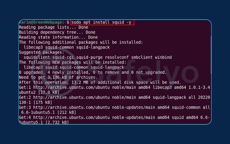 Install the squid package Install the squid package
