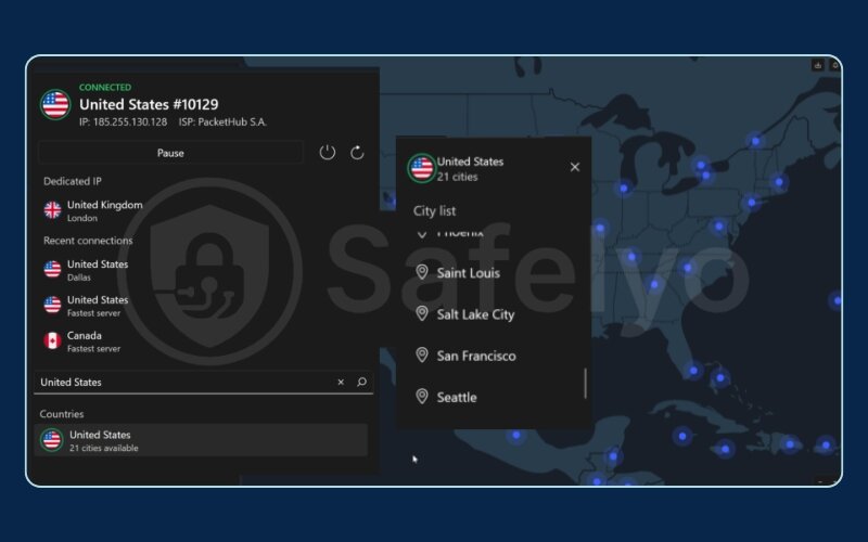 Install the VPN and connect to a US server