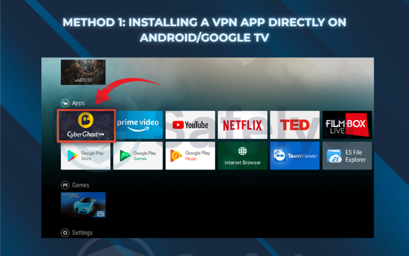 Installing a VPN app directly on Android/Google TV Installing a VPN app directly on Android/Google TV