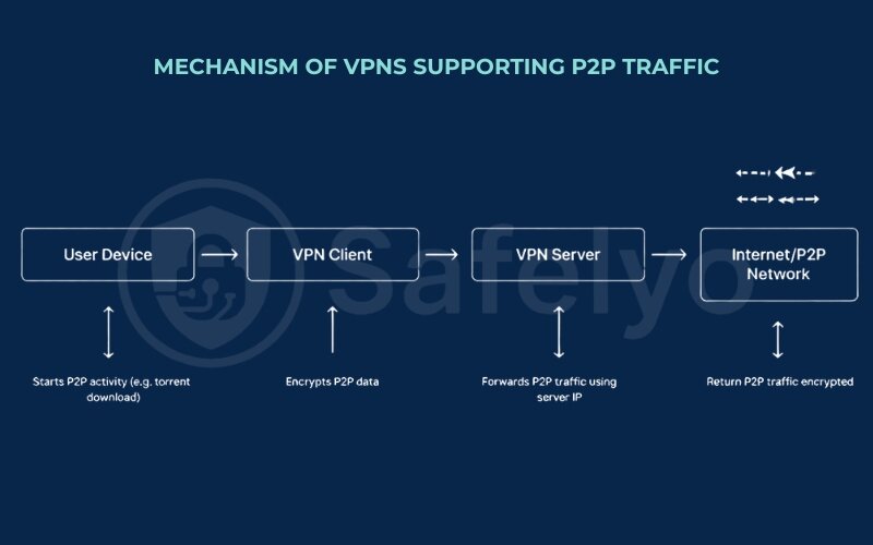 Mechanism of VPNs supporting P2P traffic