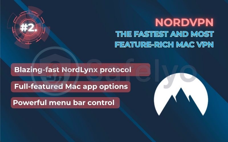 Rank 2 - NordVPN: The fastest and most feature-rich Mac VPN Rank 2 - NordVPN: The fastest and most feature-rich Mac VPN