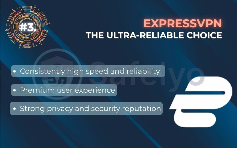 Rank 3 - ExpressVPN: The premium, ultra-reliable choice Rank 3 - ExpressVPN: The premium, ultra-reliable choice