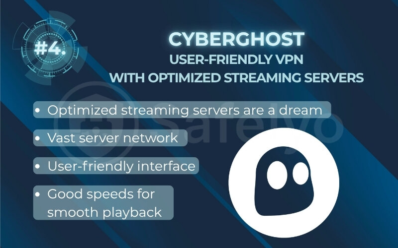 Rank #4. Cyberghost: User-friendly VPN with optimized streaming servers