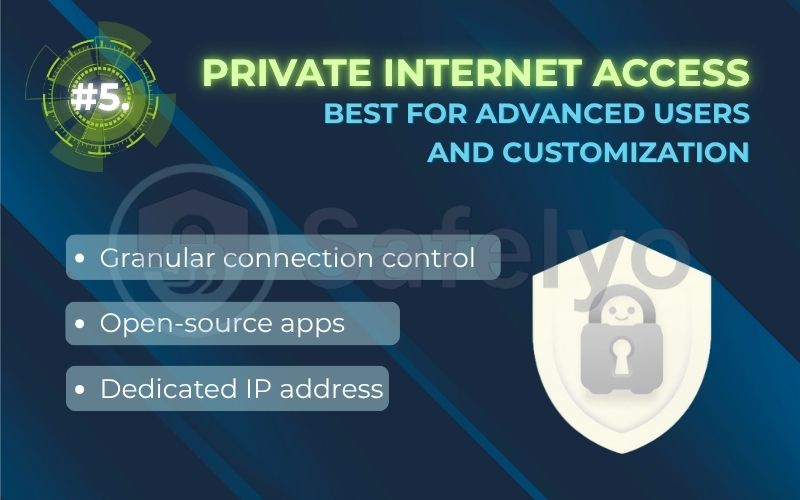 Rank 5 - Private Internet Access (PIA): Best for advanced users and customization