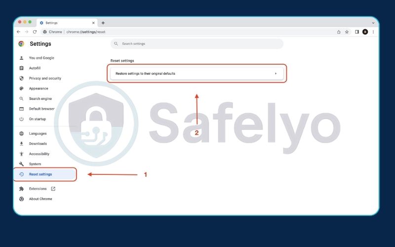 Reset Chrome settings to default (2)