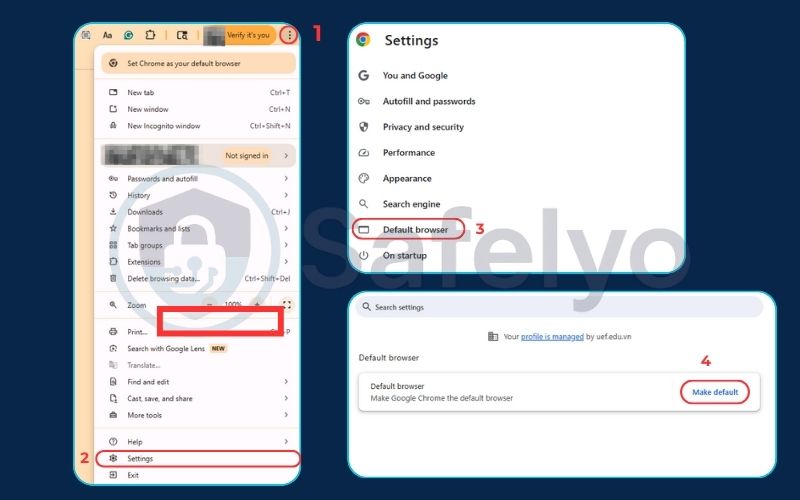 Set the default from within your browser Set the default from within your browser