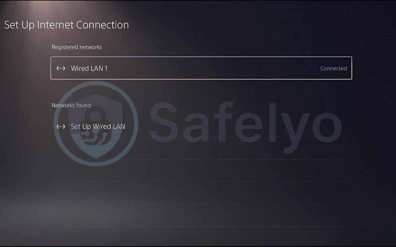 Set up Internet Connection and choose Wired LAN.