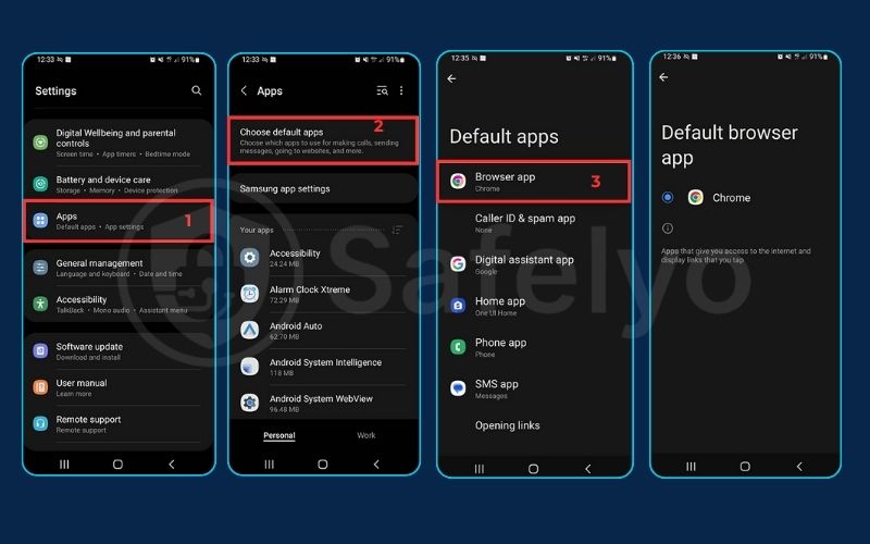 Set your default browser in system settings on Android Set your default browser in system settings on Android