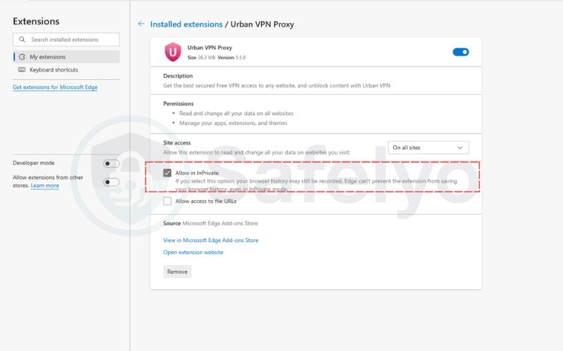 Simply check the box next to Allow in InPrivate
