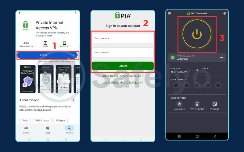 Three simple actions to use the VPN app Three simple actions to use the VPN app
