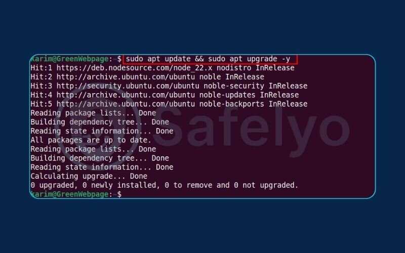 Update your system's package list Update your system's package list