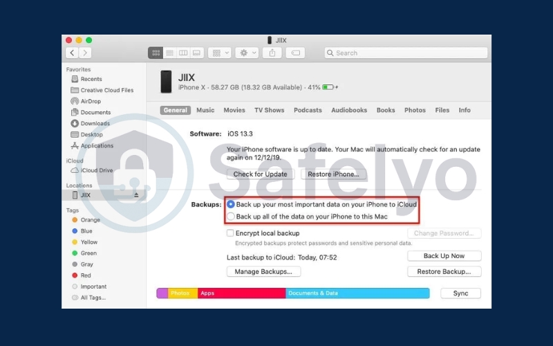 Use Finder on macOS to backup iPhone without iCloud 2