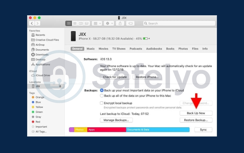 Use Finder on macOS to backup iPhone without iCloud 3