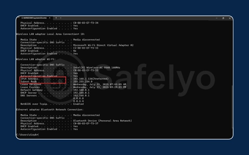 Verifying your new static IP address